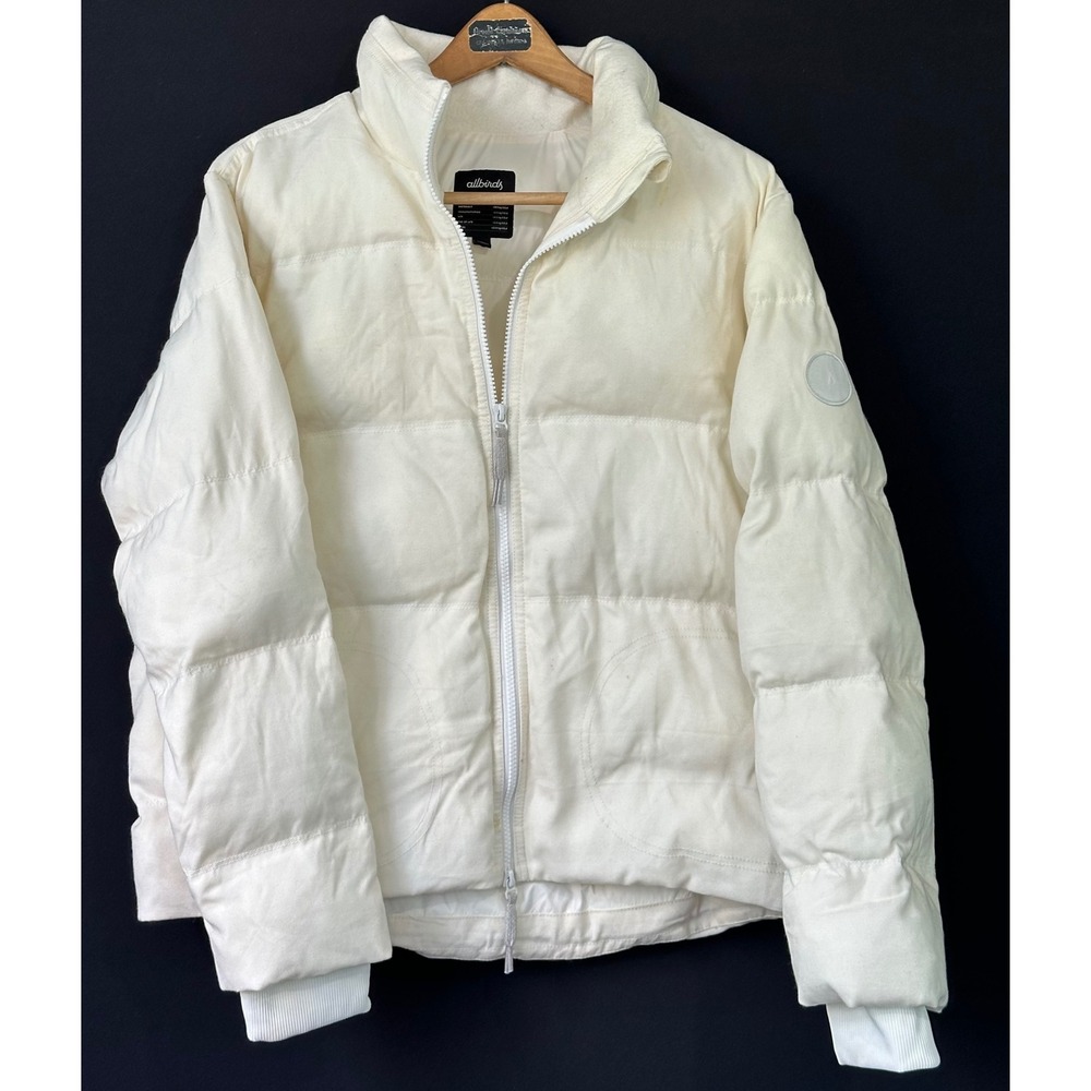 Allbirds Trino Puffer Jacket Quilted Wool Blend Womens Large White Excellent